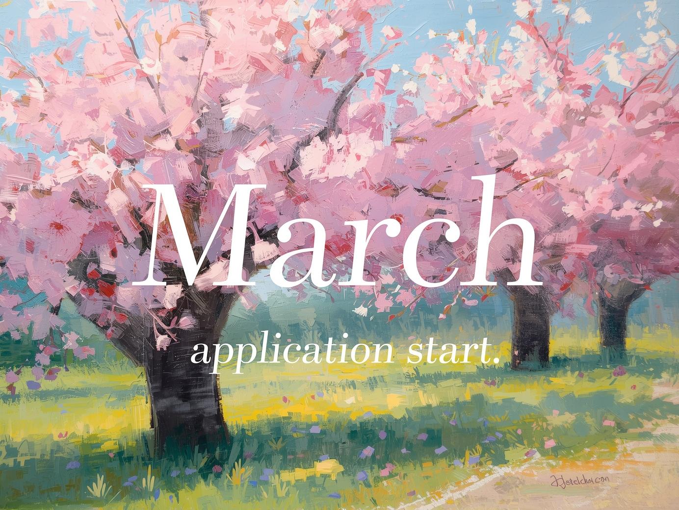 3月の少し暖かいイメージで、春の訪れ（桜・春）鮮やかなトーン、このテキストを挿入&rArr;【3月受付開始】march.jpg